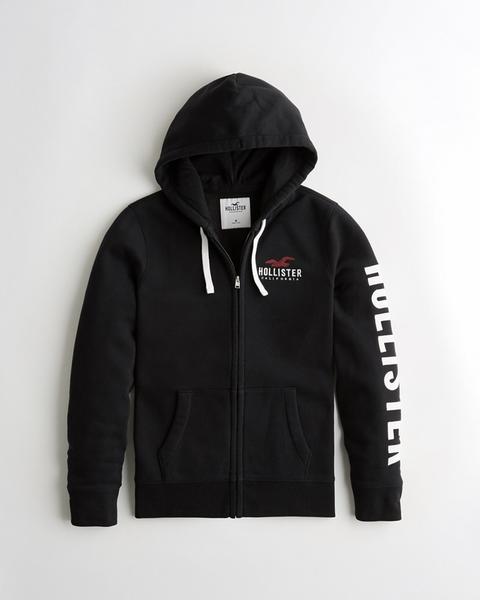 hollister logo full zip hoodie