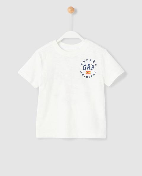 Gap - Camiseta De Niño En Blanco Con Print