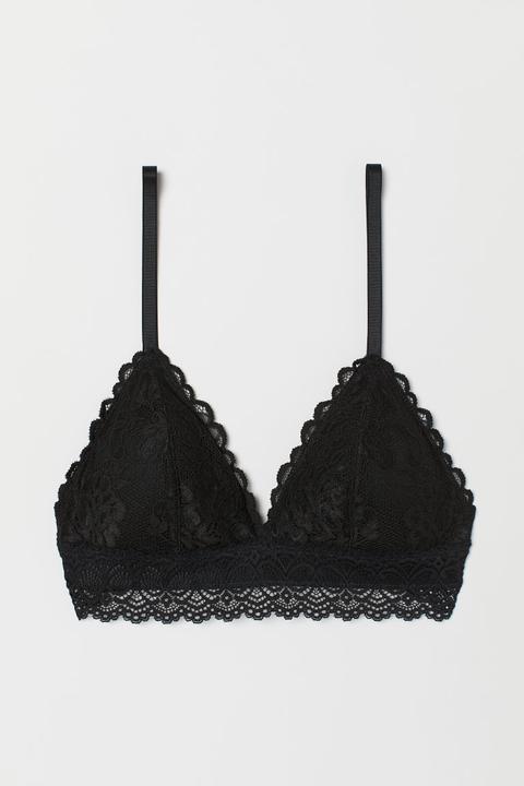 H & M - Reggiseno Pizzo Senza Ferretto - Nero