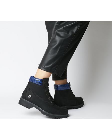 timberland slim 6 inch logo boots black