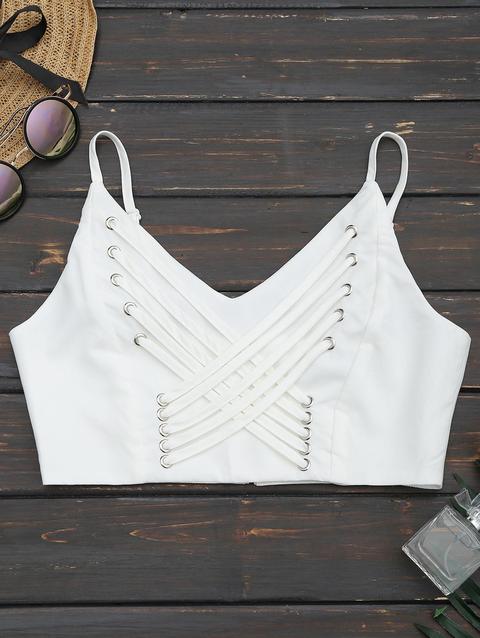 Torna In Chiusura A Cerniera Criss Cross Crop Top