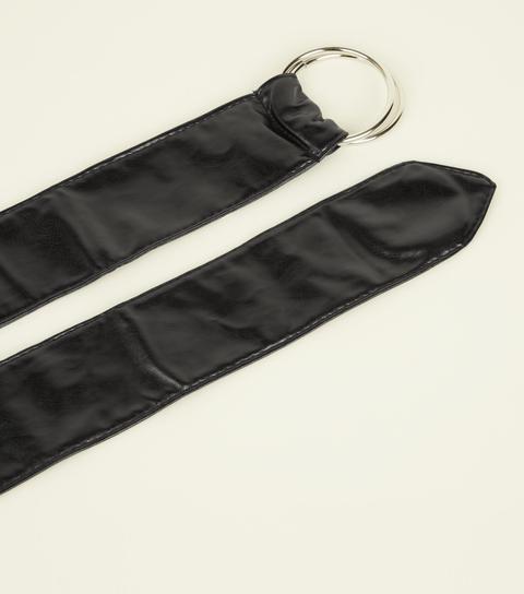 Black Leather-look Ring Buckle Sash Belt New Look