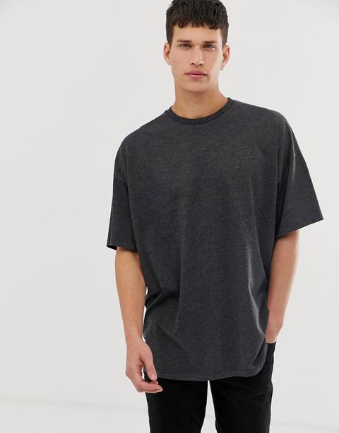 Asos Design - Grauer Oversize-t-shirt Mit Rundhalsausschnitt - Grau