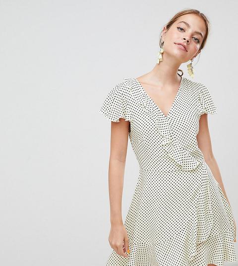 Vestido Cruzado Con Diseño De Lunares De Missguided Petite