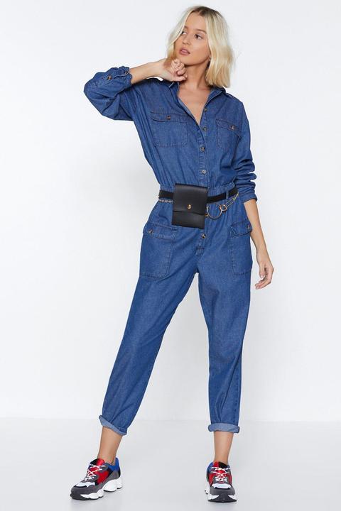 Get Up And Jump Denim Jumpsuit