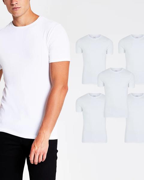 White Multipack Muscle T-shirts