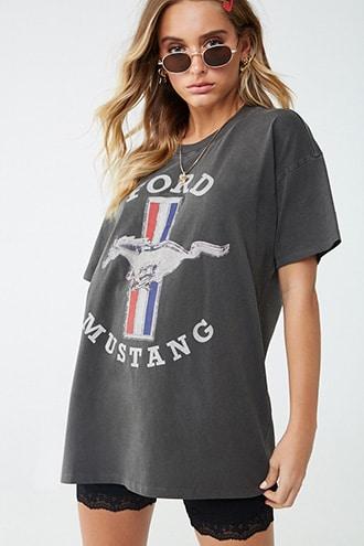 Forever 21 Ford Mustang Graphic Tee , Charcoal/multi