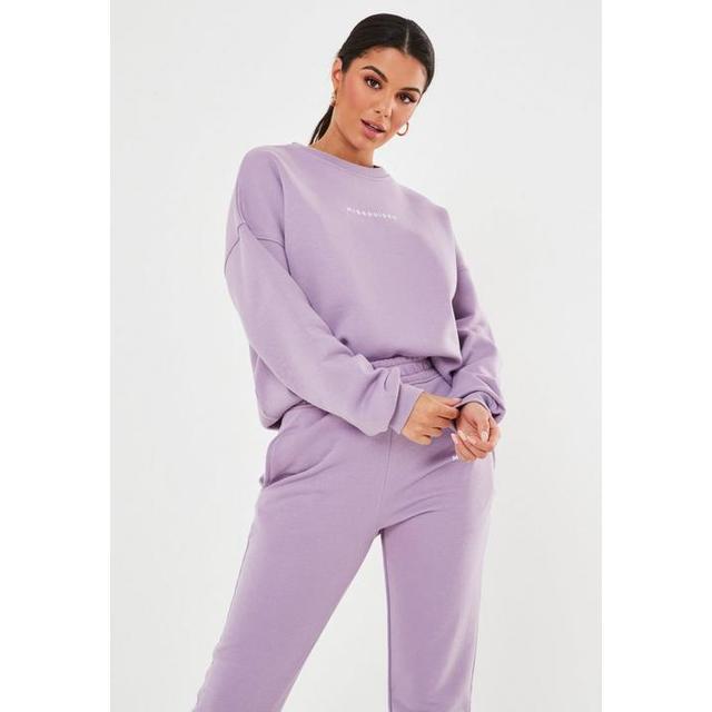 Lilac Basic Missguided Slogan Oversized Sweatshirt, Lilac from Missguided  on 21 Buttons