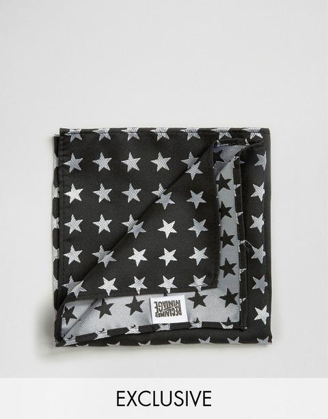 Pañuelo De Bolsillo Negro Con Estrellas De Reclaimed Vintage