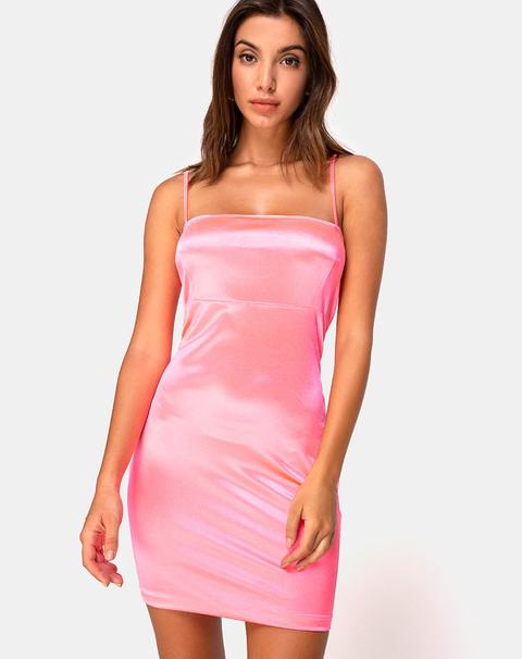 Cecile Slip Dress In Neon Pink