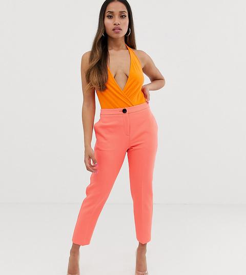 Asos Design Petite - Pantalon De Costume Slim - Rose Fluo