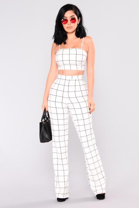 Line By Line Pant Set - White/black