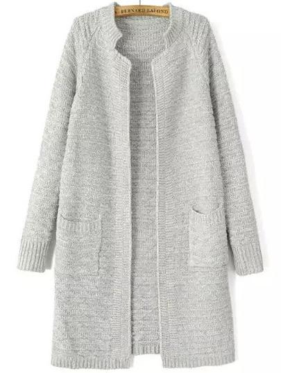 Cardigan Con Stand Collo Grigio