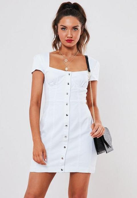 white denim button up dress