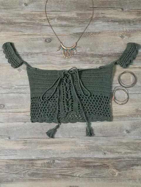 Reggiseno In Maglia Con Spalle Scoperte White Burgundy Black Green