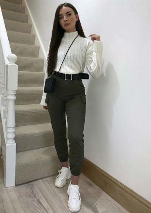 Cropped Knitted Turtleneck Jumper White