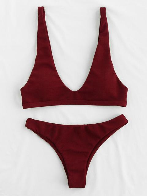 Set Biquini Con Cuello En V Profundo Y Espalda Abierta