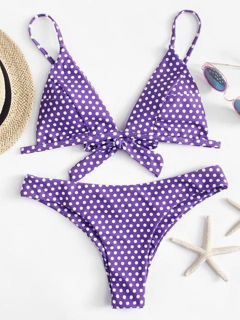 Bikini Con Cravatta A Pois