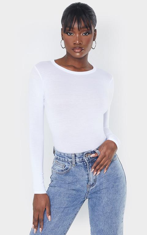 Tall White Basic Long Sleeve Top
