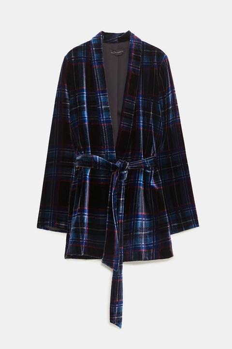 Checked Velvet Blazer