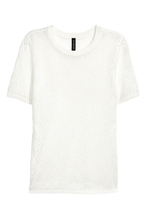 H & M - Top Traforato - Bianco