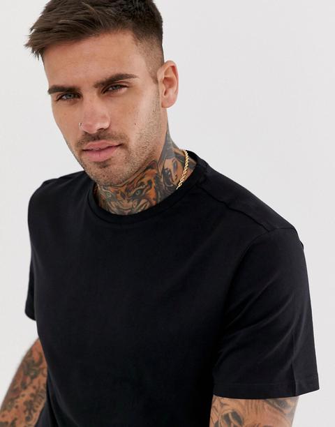 New Look - T-shirt Girocollo Nera - Nero