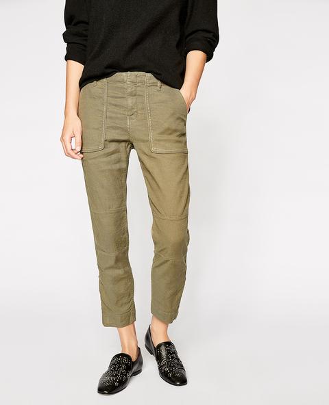 Military Style Baggy Khaki Trousers