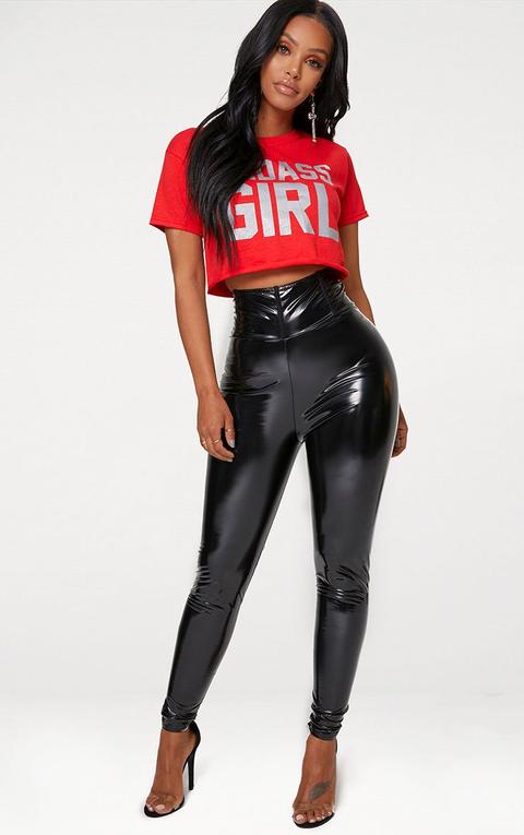 Shape Black High Waist Vinyl Leggings