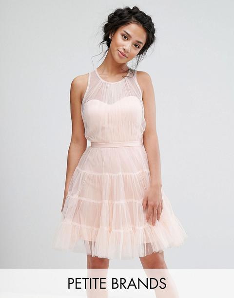 Little Mistress Petite - Vestito Da Cerimonia Corto A Balze In Tulle - Rosa