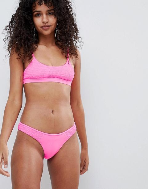 River Island - Top Bikini A Canotta Con Arricciature - Rosa