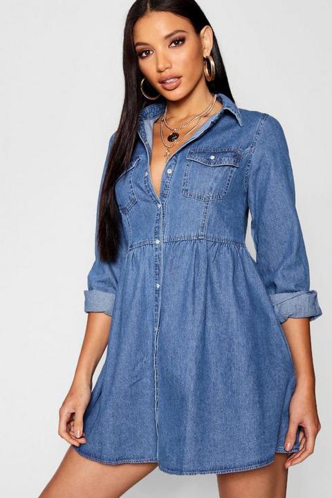 Long Sleeve Denim Shirt Dress