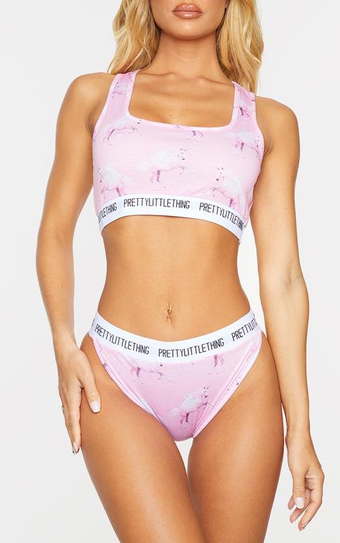 Prettylittlething Unicorn Pink Print Knickers