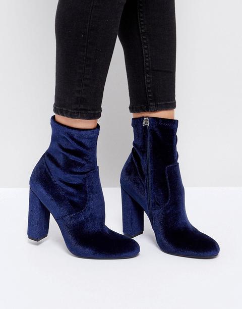 Steve Madden - Editt - Stivaletti In Velluto Con Tacco - Navy