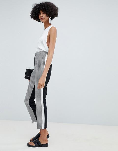 Asos Design - Pantaloni Sartoriali Stretti In Fondo A Quadretti Monocromatici A Contrasto - Multicolore