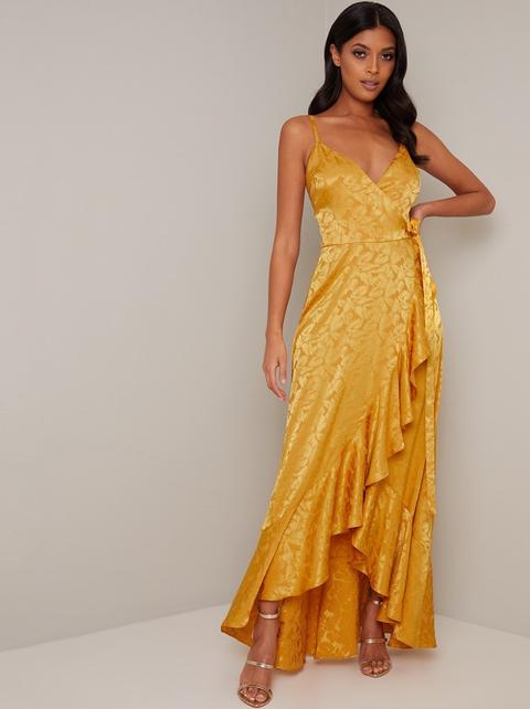 Cami Strap Wrap Maxi Dress In Mustard