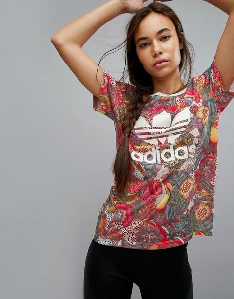 Adidas - T-shirt A Fiori - Multicolore