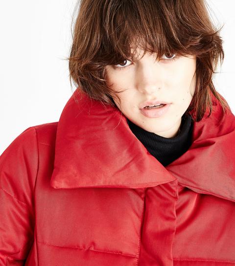 Red Cropped Puffer Jacket