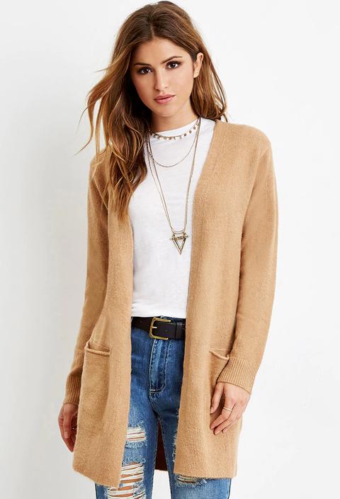 Fuzzy Open-front Cardigan