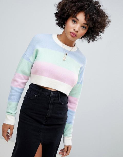 Jersey Corto A Rayas Pastel De Missguided