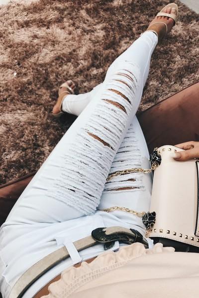 Jenna White Ripped High Waisted Denim Jeans