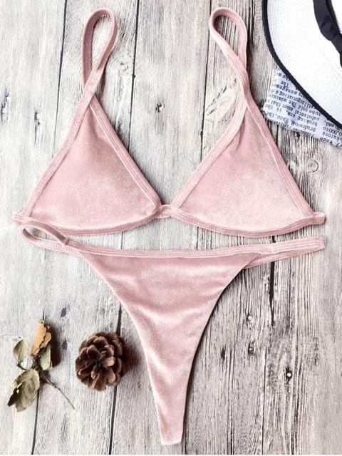 pink velvet bikini zaful