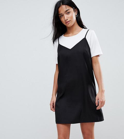 Asos Design Petite - Vestitino A Sottoveste Con Spalline Sottili - Nero