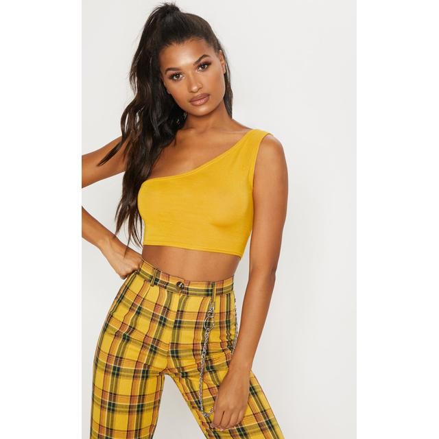 yellow one shoulder crop top