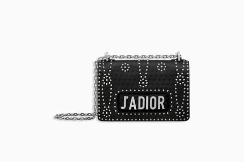 Borsa Con Pattina J’adior In Vacchetta Borchiata Nera