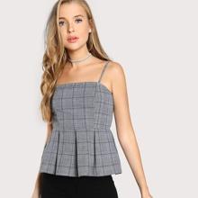 Camisola De Cuadros Con Bajo De Volantes