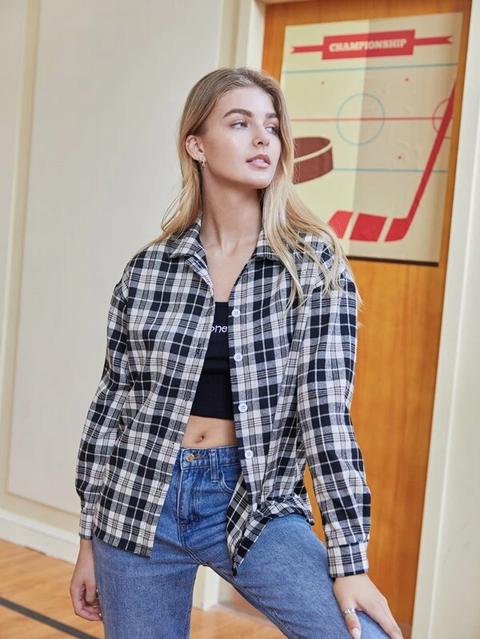 Tartan Button Through Blouse