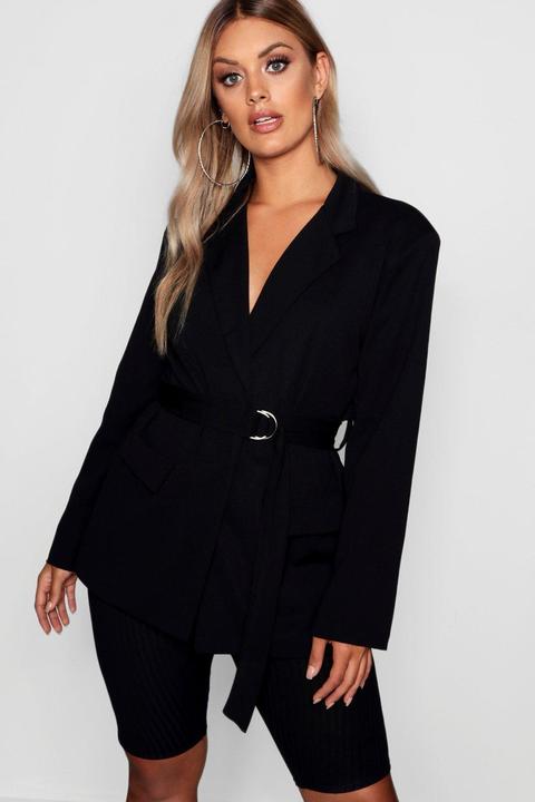 Plus D Ring Belted Blazer