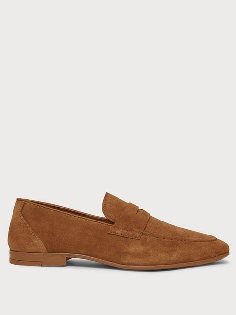 Tan Suede Saddle Loafers