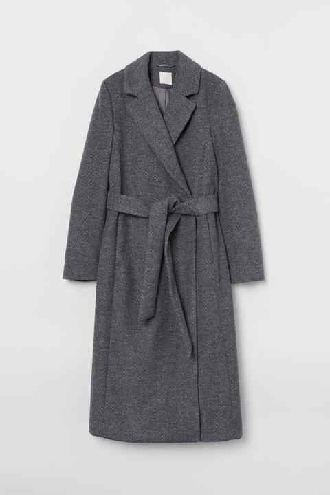 Manteau Avec Ceinture À Nouer - Gris