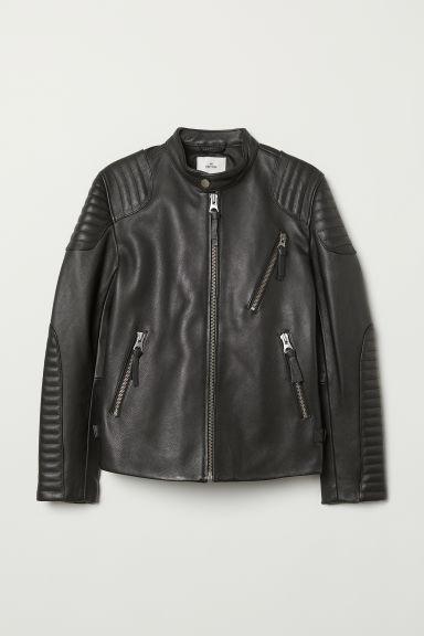 H & M - Giubbotto Biker In Pelle - Nero